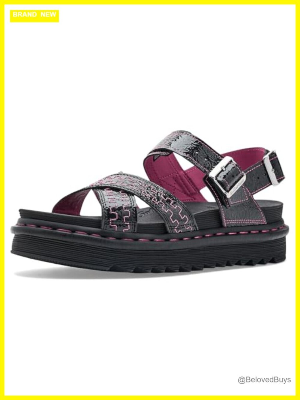 Distressed Leather Platform Sandals with Dual Buckle Straps